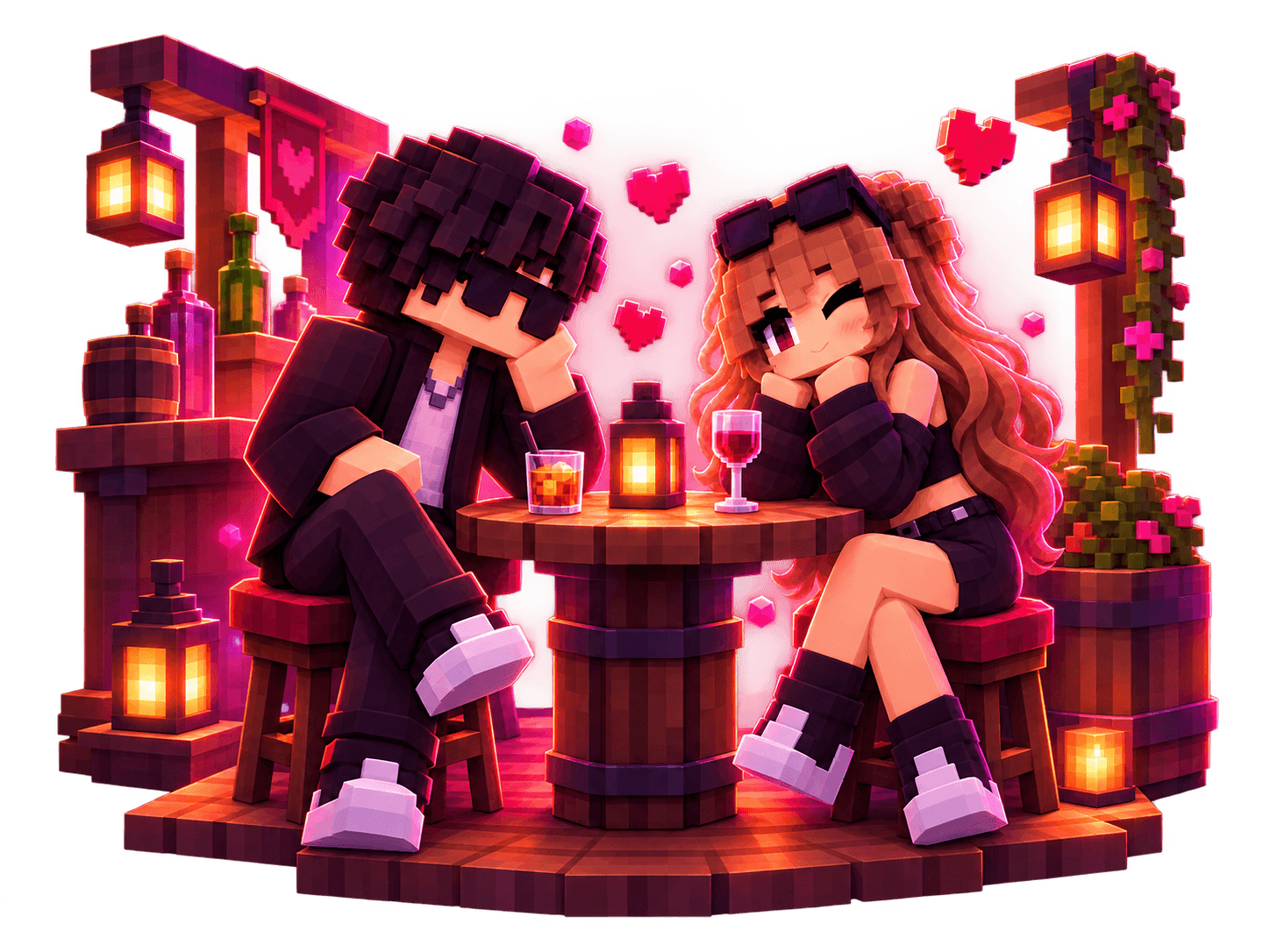 The Date Room showing two Minecraft characters facing each other